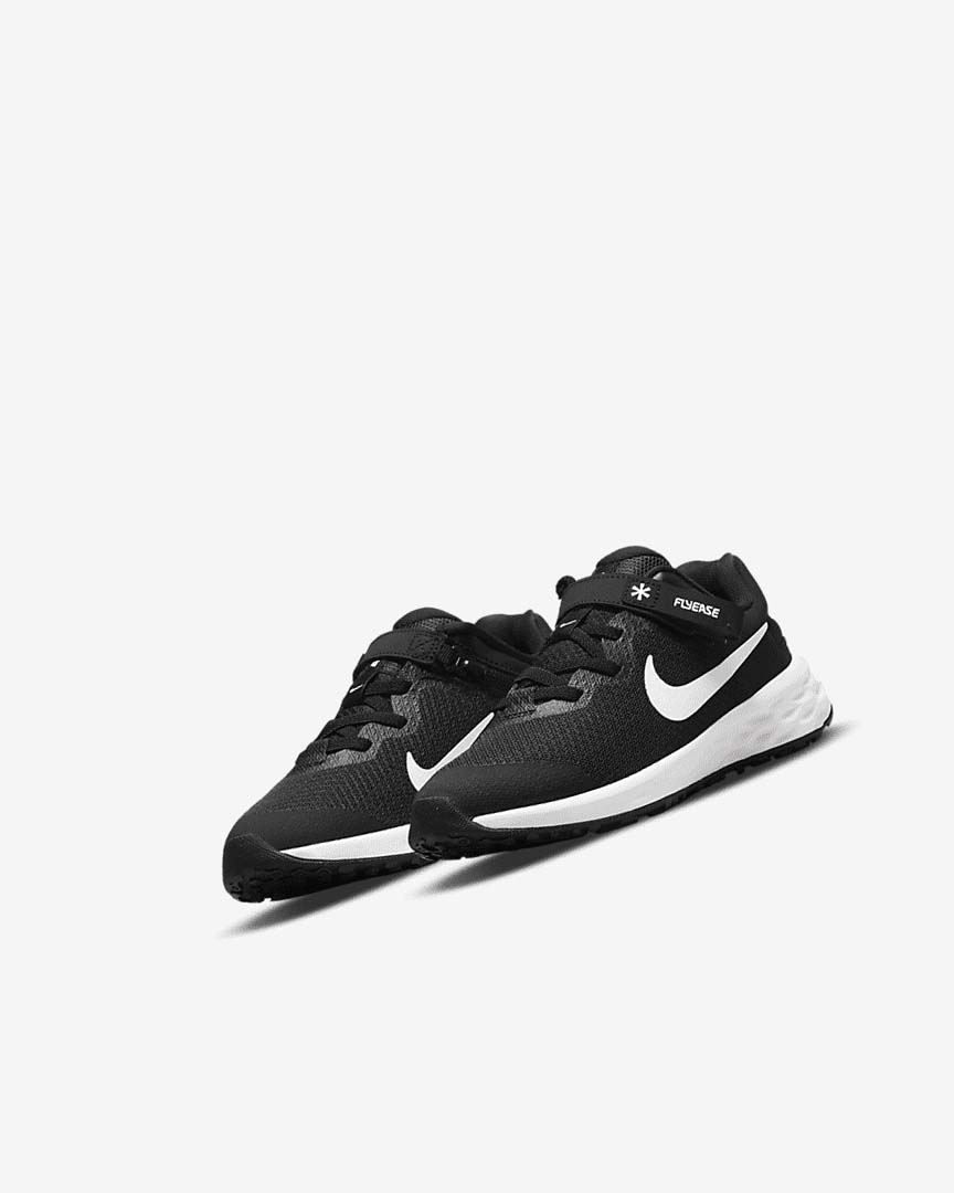 Zapatos Nike Revolution 6 FlyEase Niña Negras Gris Oscuro Blancas | AR5103