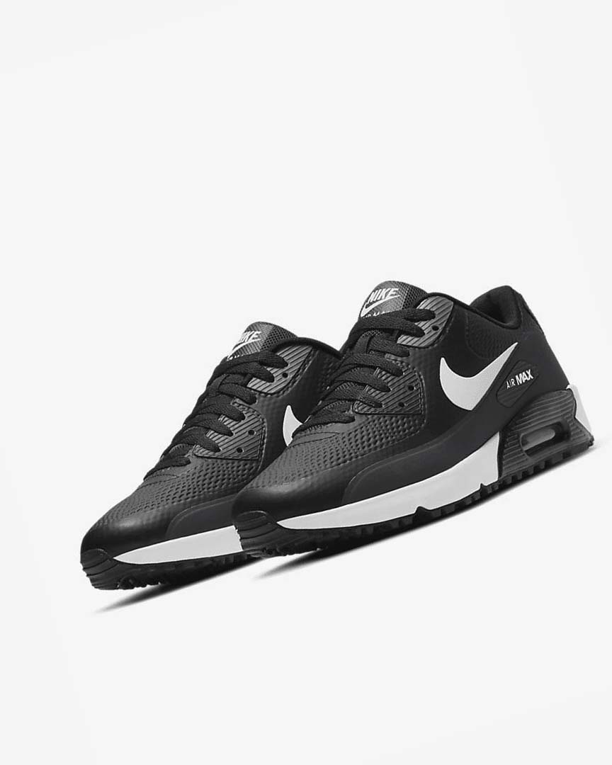 Zapatos de Golf Nike Air Max 90 G Hombre Negras Gris Oscuro Gris Blancas | AR4498