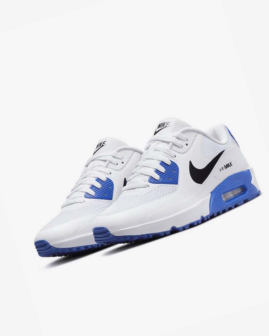 Zapatos de Golf Nike Air Max 90 G Hombre Blancas Azules Plateadas Negras | AR4719