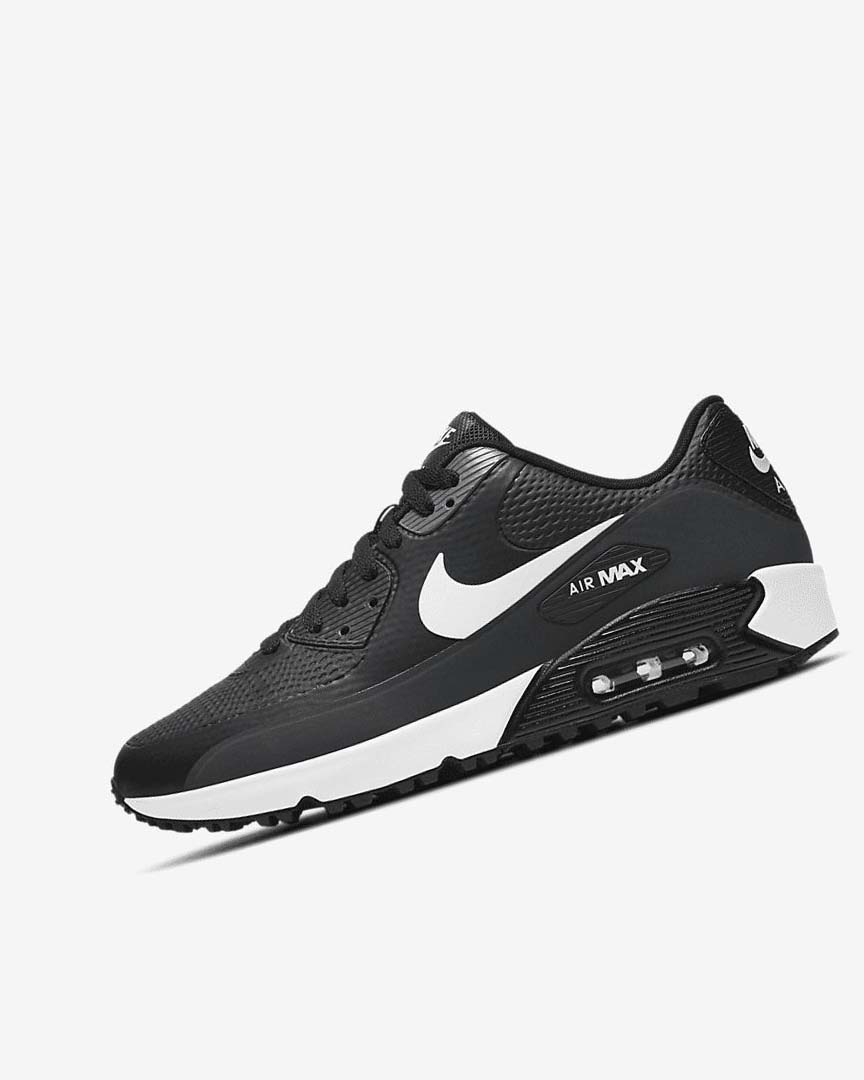 Zapatos de Golf Nike Air Max 90 G Mujer Negras Gris Oscuro Gris Blancas | AR1205