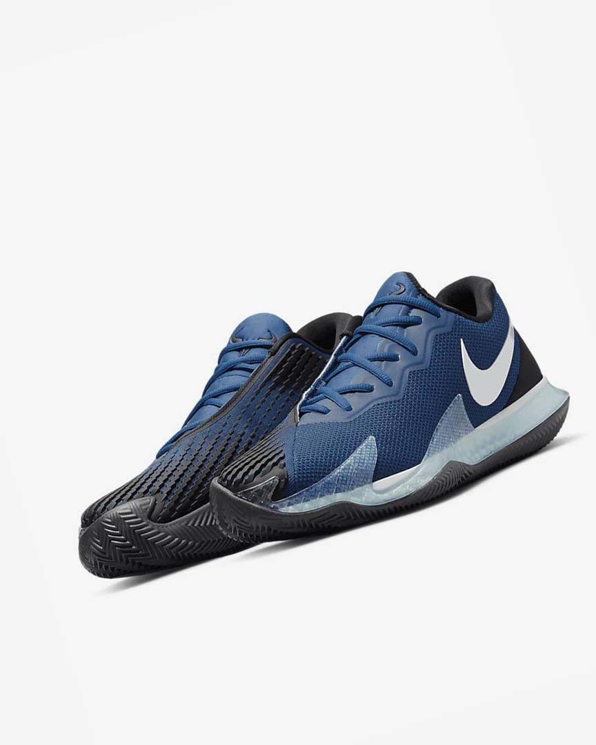 Zapatos de Tenis Nike Court Air Zoom Vapor Cage 4 Rafa Hombre Azules Negras Metal Plateadas | AR3205