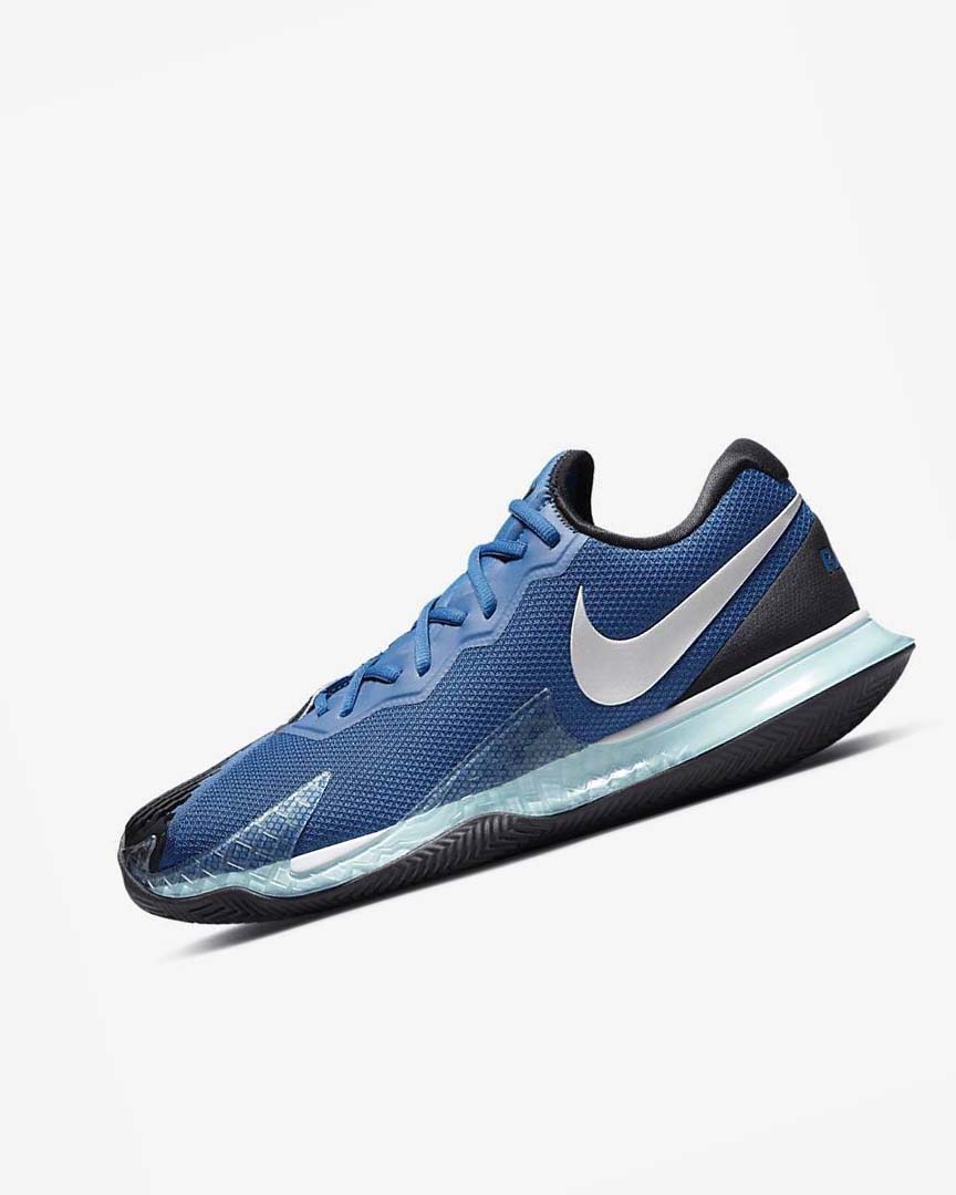 Zapatos de Tenis Nike Court Air Zoom Vapor Cage 4 Rafa Hombre Azules Negras Metal Plateadas | AR3205