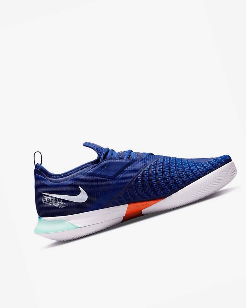 Zapatos de Tenis Nike Court React Vapor NXT Hombre Azul Real Oscuro Azules Turquesa Naranjas Blancas | AR2506