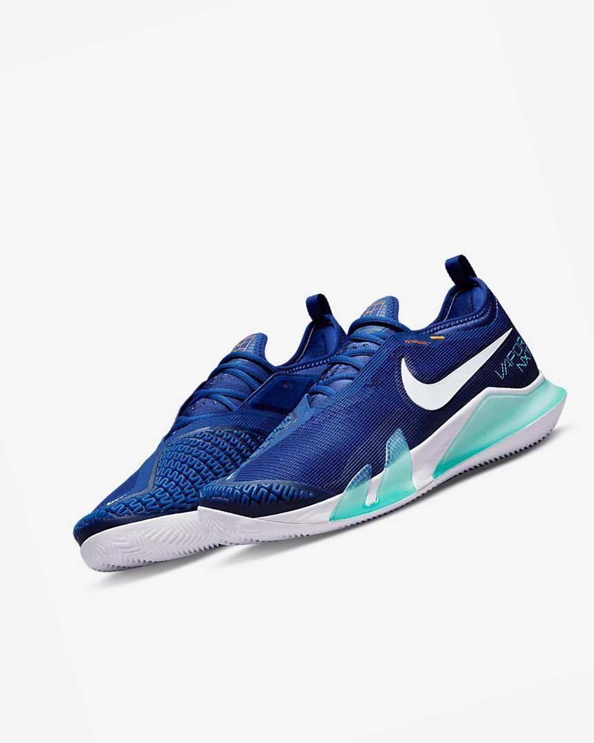 Zapatos de Tenis Nike Court React Vapor NXT Hombre Azul Real Oscuro Azules Turquesa Naranjas Blancas | AR2506