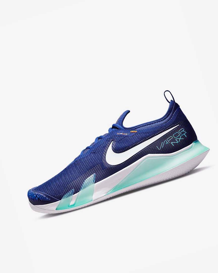 Zapatos de Tenis Nike Court React Vapor NXT Hombre Azul Real Oscuro Azules Turquesa Naranjas Blancas | AR2506