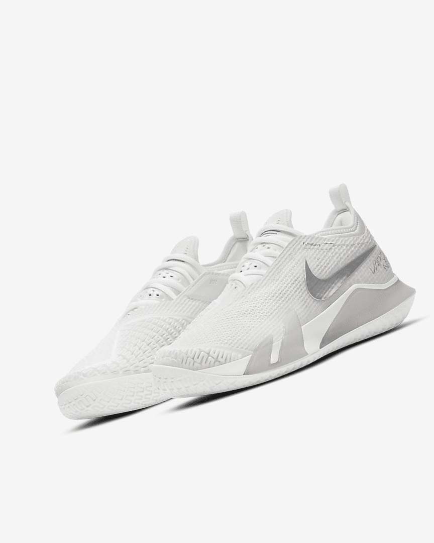 Zapatos de Tenis Nike Court React Vapor NXT Mujer Blancas Gris Metal Plateadas | AR4616