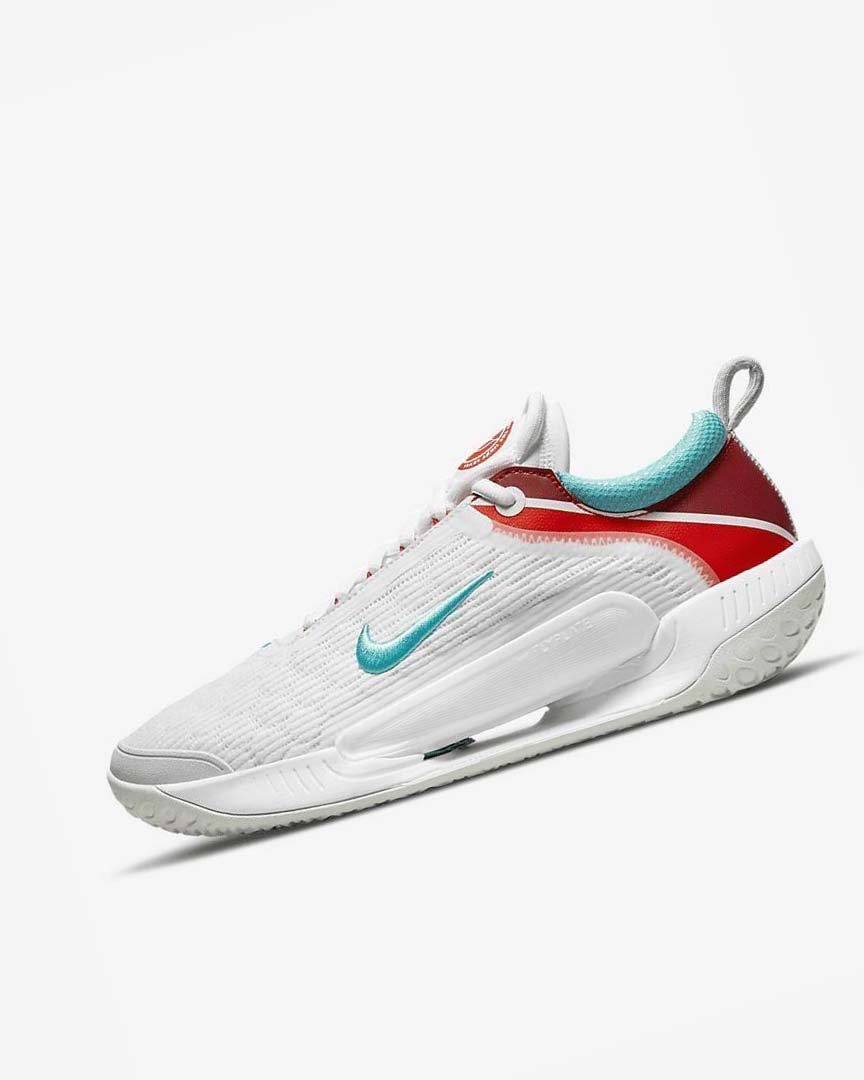 Zapatos de Tenis Nike Court Zoom NXT Hombre Blancas Plateadas Claro Rojas Turquesa | AR3139