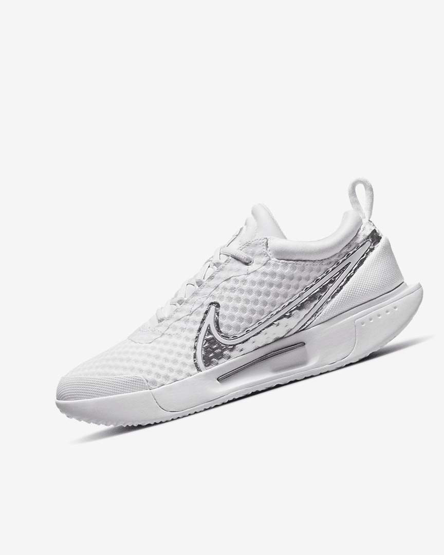 Zapatos de Tenis Nike Court Zoom Pro Mujer Blancas Metal Plateadas | AR3119