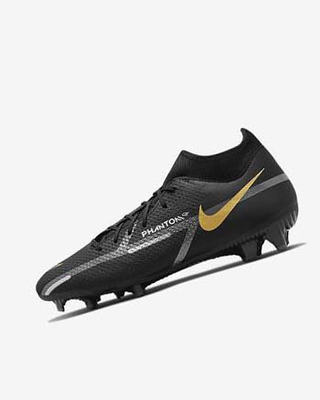 Botas de Futbol Nike Phantom GT2 Academy Dynamic Fit MG Mujer Negras Metal Doradas Gris Oscuro Metal Gris Oscuro | AR2412