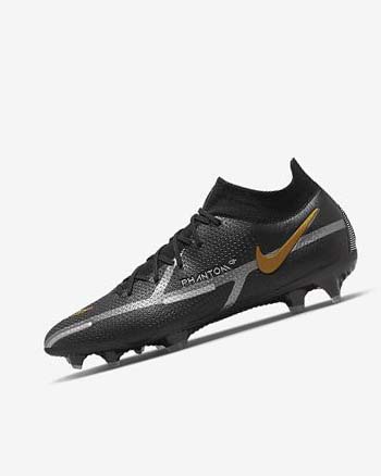 Botas de Futbol Nike Phantom GT2 Dynamic Fit Elite FG Mujer Negras Metal Doradas Metal Plateadas Metal Gris Oscuro | AR4919