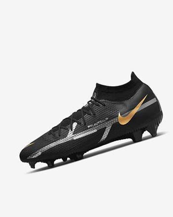 Botas de Futbol Nike Phantom GT2 Pro Dynamic Fit FG Hombre Negras Metal Doradas Metal Plateadas Metal Gris Oscuro | AR4982