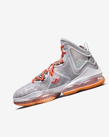 Zapatillas Baloncesto Nike LeBron 19 Hombre Gris Naranjas Rojas Claro Verde | AR5517