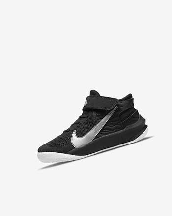 Zapatillas Baloncesto Nike Team Hustle D 10 FlyEase Niño Negras Blancas Metal Plateadas | AR2377