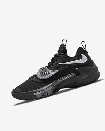 Zapatillas Baloncesto Nike Zoom Freak 3 Mujer Negras Gris Rosas Metal Plateadas | AR4552