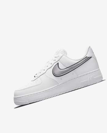 Zapatillas Nike Air Force 1 '07 Essential Mujer Blancas Negras Metal Plateadas | AR3022