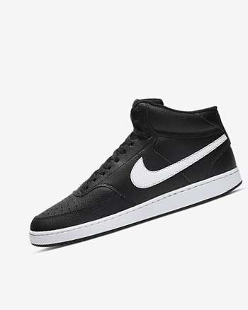 Zapatillas Nike Court Vision Mid Hombre Negras Blancas | AR5160