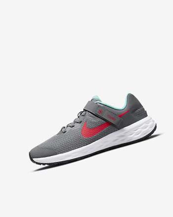 Zapatillas Running Nike Revolution 6 FlyEase Niño Gris Turquesa Rojas | AR2744