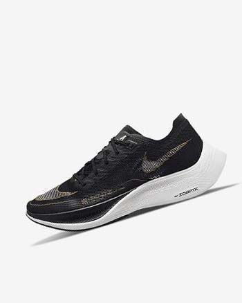 Zapatillas Running Nike ZoomX Vaporfly Next% 2 Hombre Negras Metal Doradas Blancas | AR4508