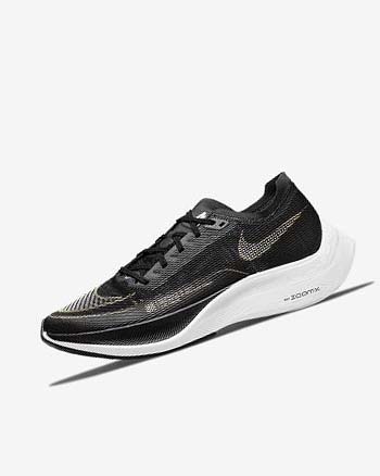 Zapatillas Running Nike ZoomX Vaporfly Next% 2 Mujer Negras Metal Doradas Blancas | AR5407