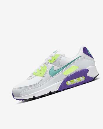 Zapatos Casuales Nike Air Max 90 Mujer Blancas Blancas Plateadas Turquesa | AR5452