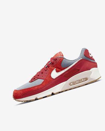 Zapatos Casuales Nike Air Max 90 Premium Hombre Rojas Rojas Gris Blancas | AR4716