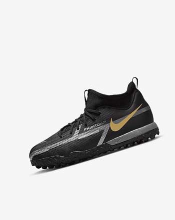 Zapatos De Fútbol Nike Jr. Phantom GT2 Academy Dynamic Fit TF Niña Negras Metal Doradas Gris Oscuro Metal Gris Oscuro | AR4627