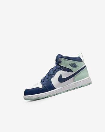 Zapatos Nike Jordan 1 Mid Niño Azul Marino Blancas Verde Menta | AR4840