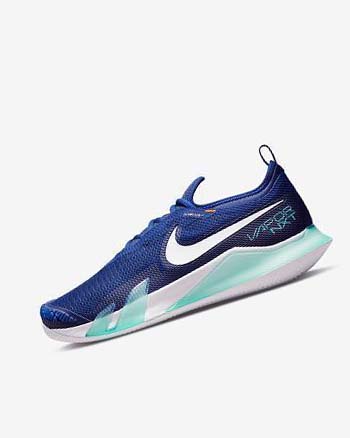 Zapatos de Tenis Nike Court React Vapor NXT Hombre Azul Real Oscuro Azules Turquesa Naranjas Blancas | AR2506