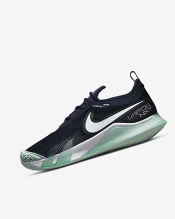 Zapatos de Tenis Nike Court React Vapor NXT Mujer Obsidian Verde Menta Blancas | AR5561