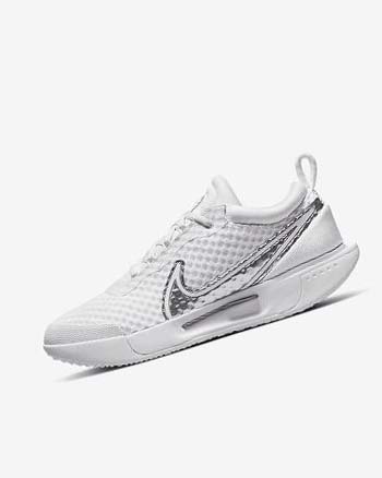 Zapatos de Tenis Nike Court Zoom Pro Mujer Blancas Metal Plateadas | AR3119